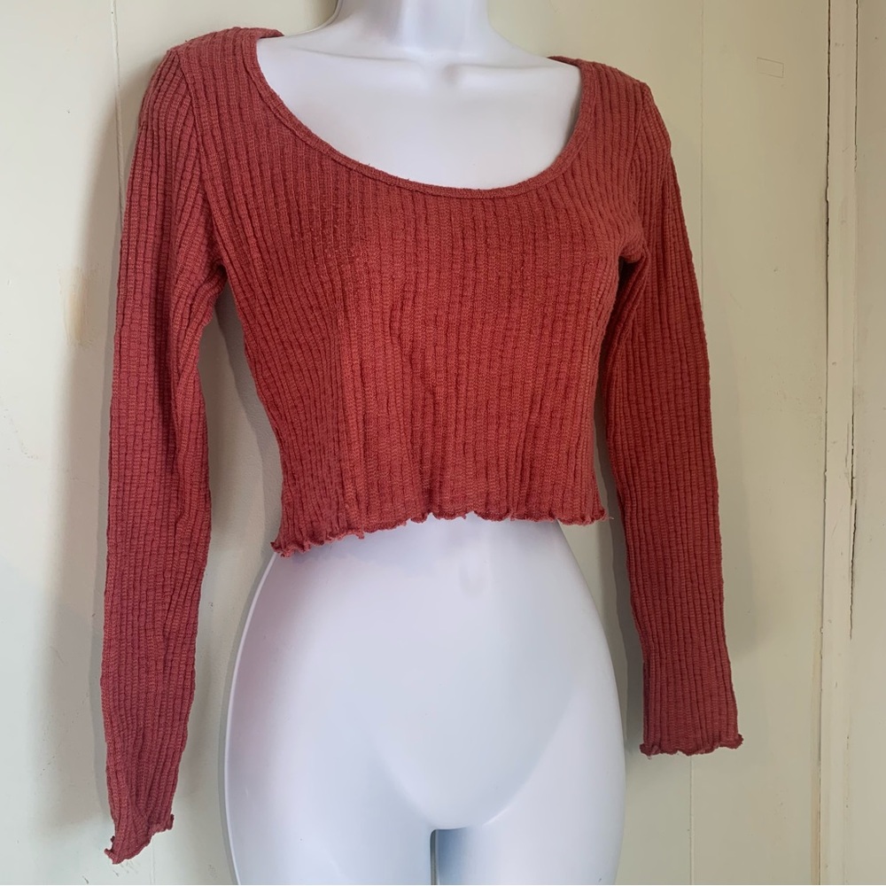 Forever 21 Ribbed Knit Crop Top - Warm Rust